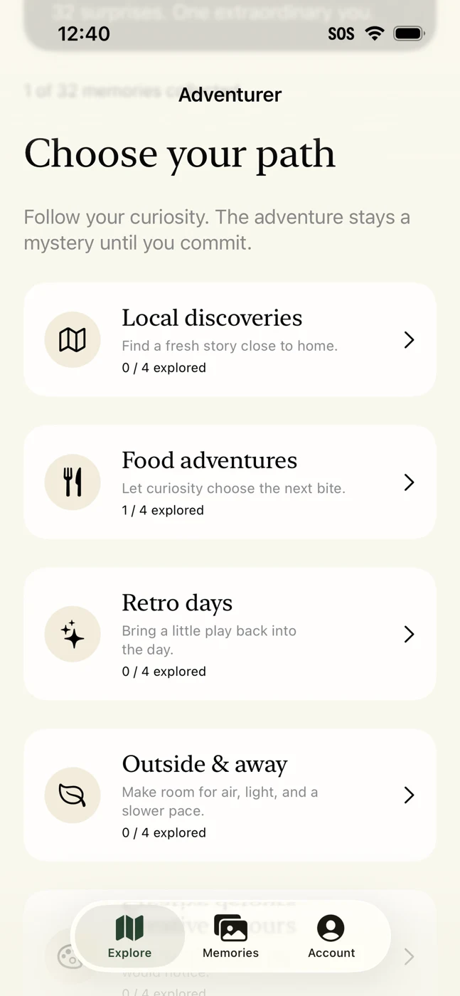 Adventurer: Life Quests Choose a path screen